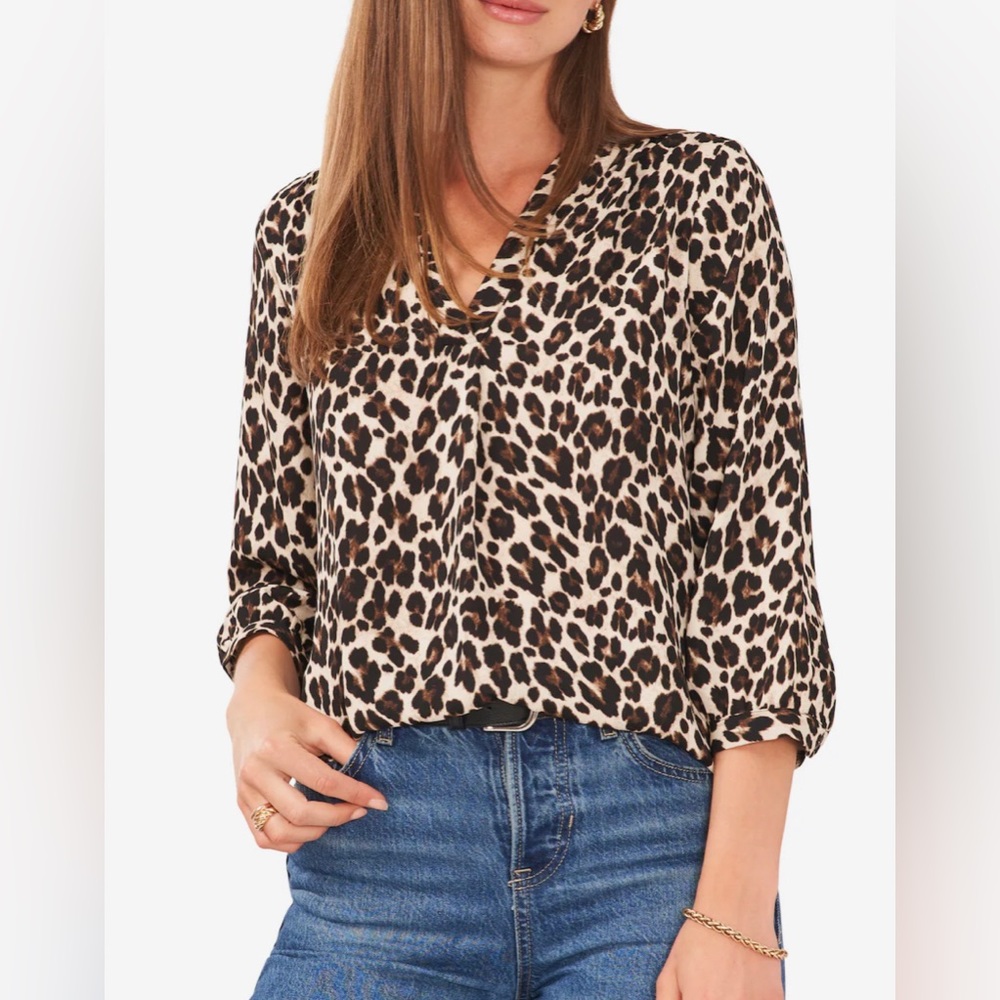 Vince Camuto Leopard Print Blouse NWOT